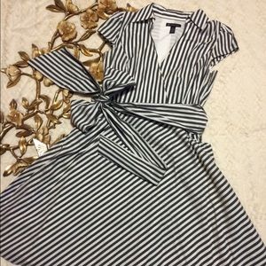 SALE 🐶INC striped day dress cotton faux wrap